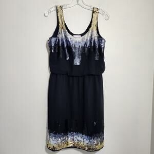 Romeo & Juliet Couture sequin trim fully lined blouson tank dress woman's size M